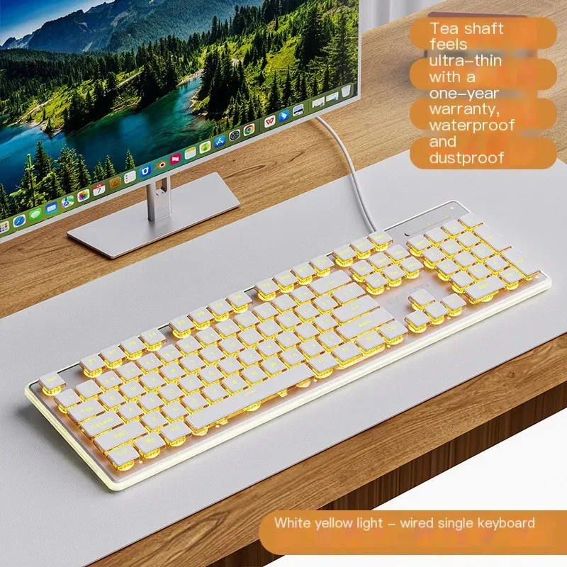 

Ultra Slim Silent Wired Keyboard Green Mechanical Touch Computer Female Office Keyboard Gaming Mute Ergonomics for Girls Gift