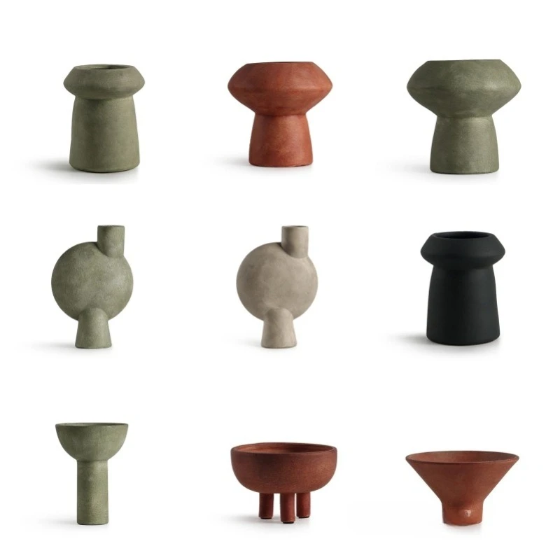 

Ceramic vase Home study Geometric flower ware Soft decoration Model room B & B dining table ornament