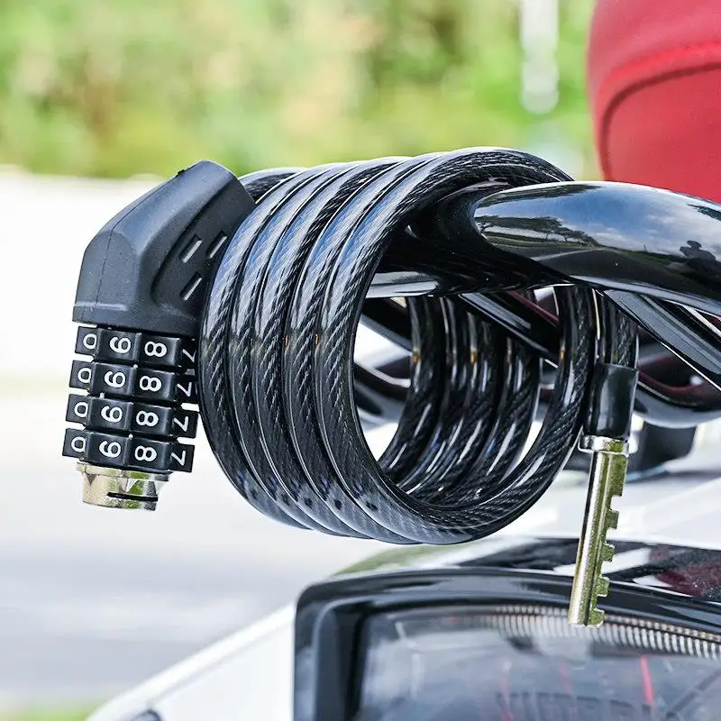 

Усиленный водонепроницаемый антикоррозийный стальной тросовый замок с паролем для горного велосипеда, мотоцикла, шлема