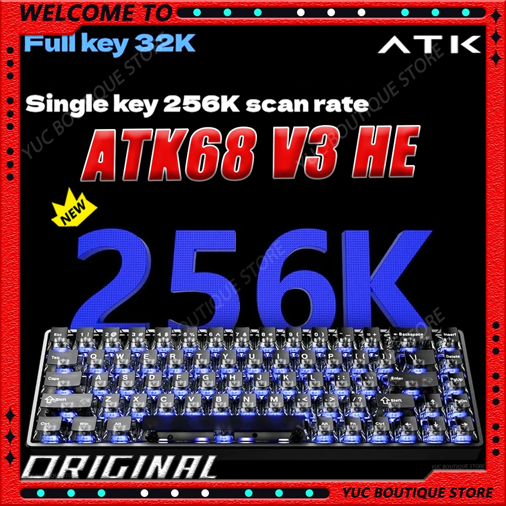 

ATK68 V3 HE Магнитный переключатель из алюминиевого сплава Игровая клавиатура 8K 256K RT0.005MM Индивидуальный переключатель Mag Jade Pro RGB Light Подарочный ПК