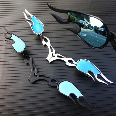 Chrome Black Flame Rearview Mirror Fit For HONDA REBEL 250 SHADOW 600 750 VTX VT