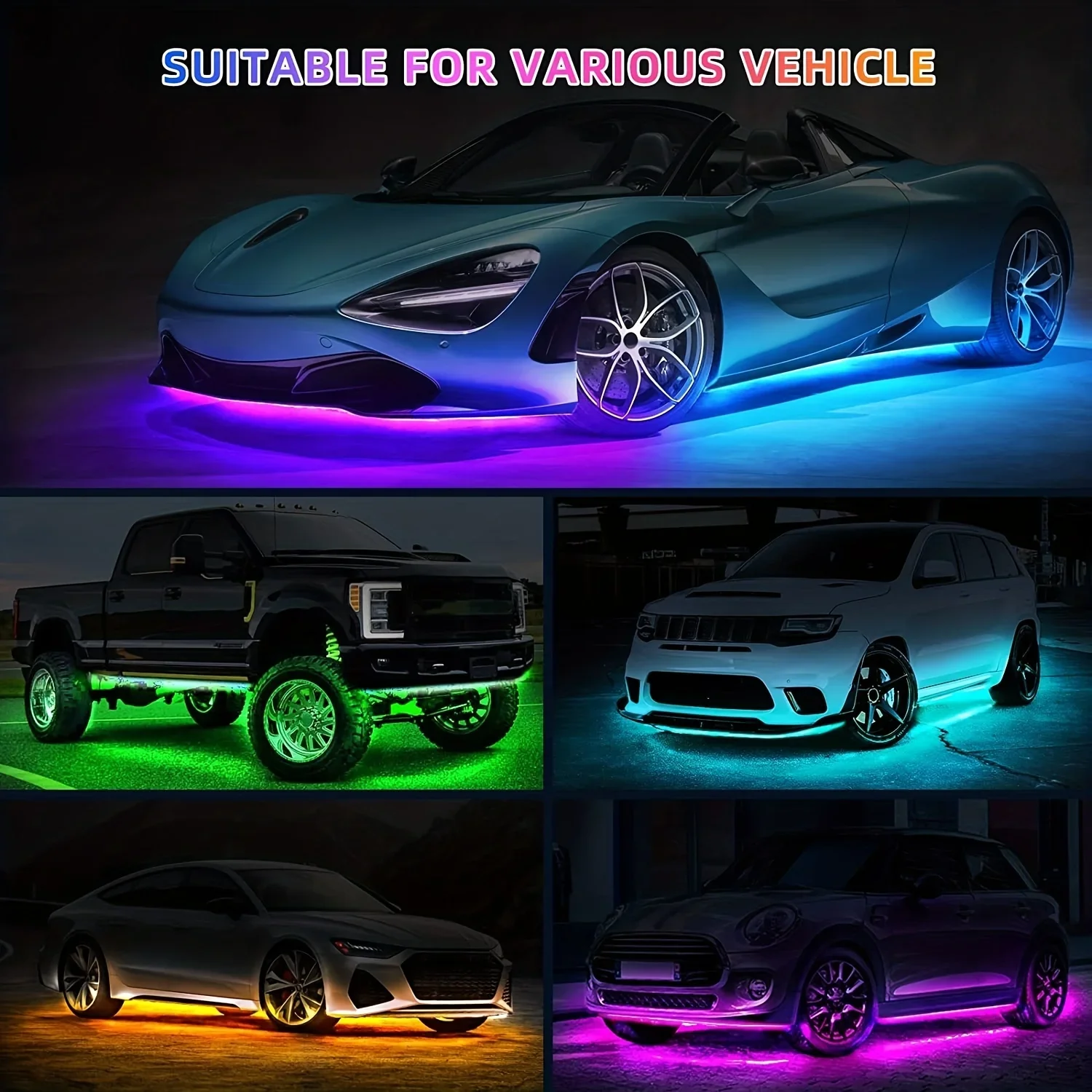 Automotive chassis light LED seven color chassis modification light aluminum alloy off-road tank grille light Accessories