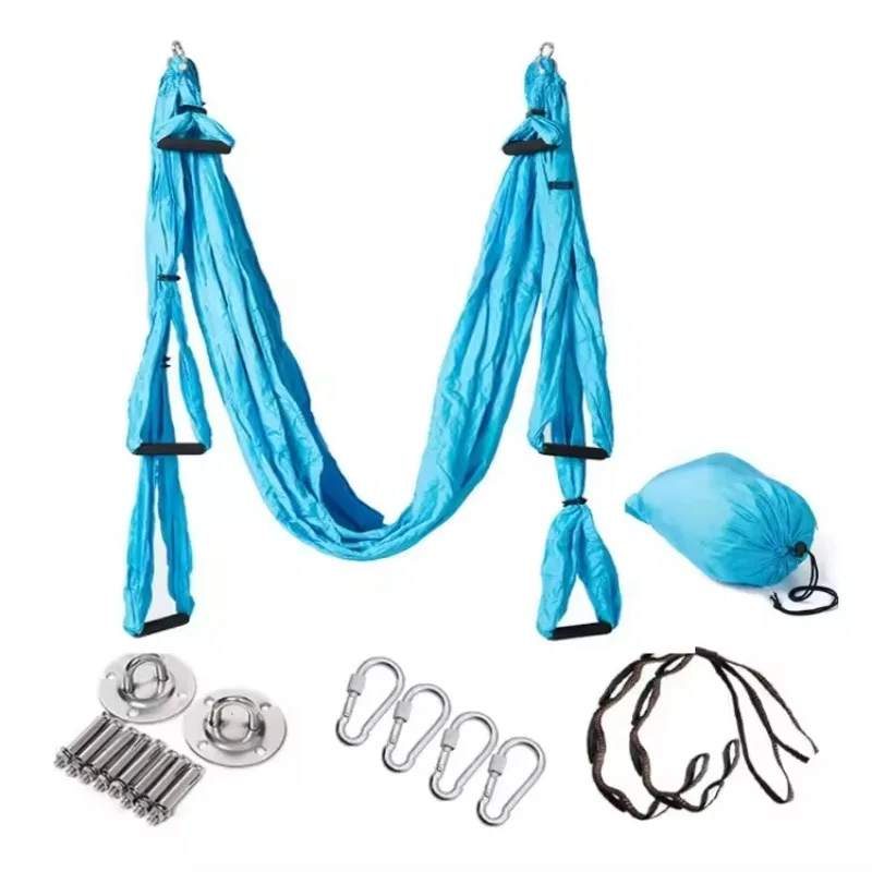 

Набор для инверсионной терапии и аэро-йоги (качели) для дома и улицы: прочный гамак для антигравитационной йоги, комплект для домашнего спортзала и фитнеса. Хит продаж.