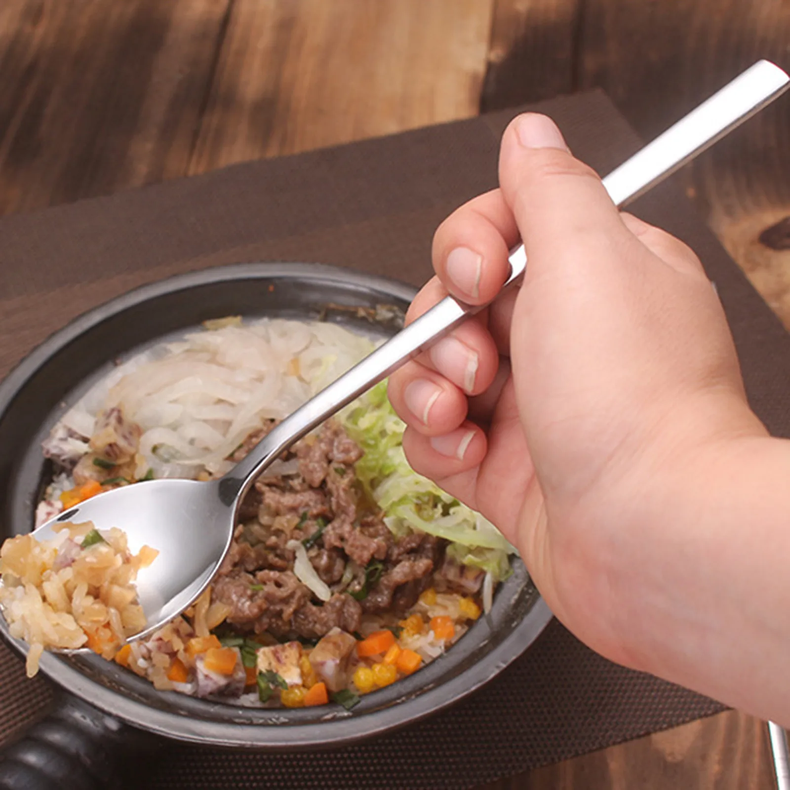 8pcs Stainless Korean-style Spoons Portable Soup Spoons Set Long Handle Dinner Spoons For Home Kitchen Or Restaurant view 5