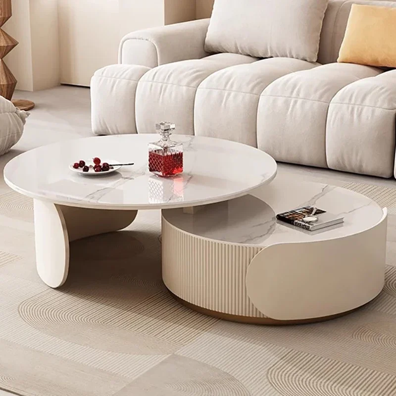 

White Round Coffee Table Italian Designer Nordic Modern Center Coffee Tables Living Room Luxury Table Basse De Salon Furnitures