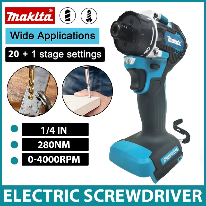 Makita 1700RPM Brushless Electric Screwdriver 20+1 Torque Cordless Electric Drill Rechargeable Lithium Battery Power Tool