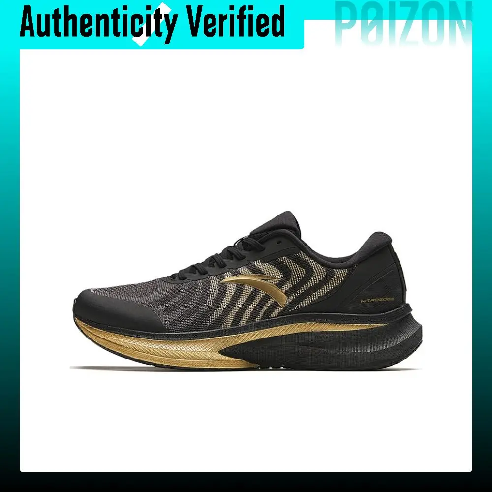 Anta Comfortable Cushioning, Wear Resistant Low top Running Shoes Men's Black Gold 112355582-1