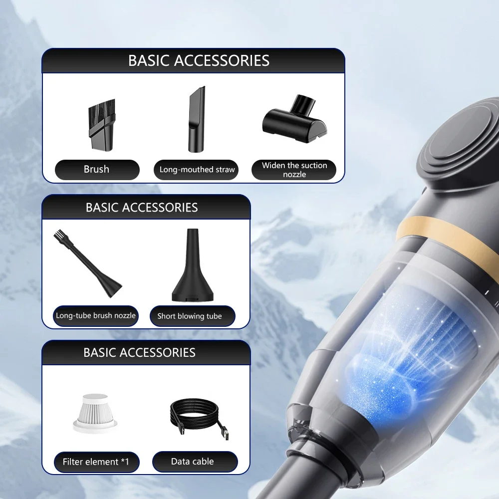 Автомобильный пылесос 43000 об/мин — беспроводной ручной мощный всасывающий и выдувной пылесос для дома/автомобиля/настольного уборки