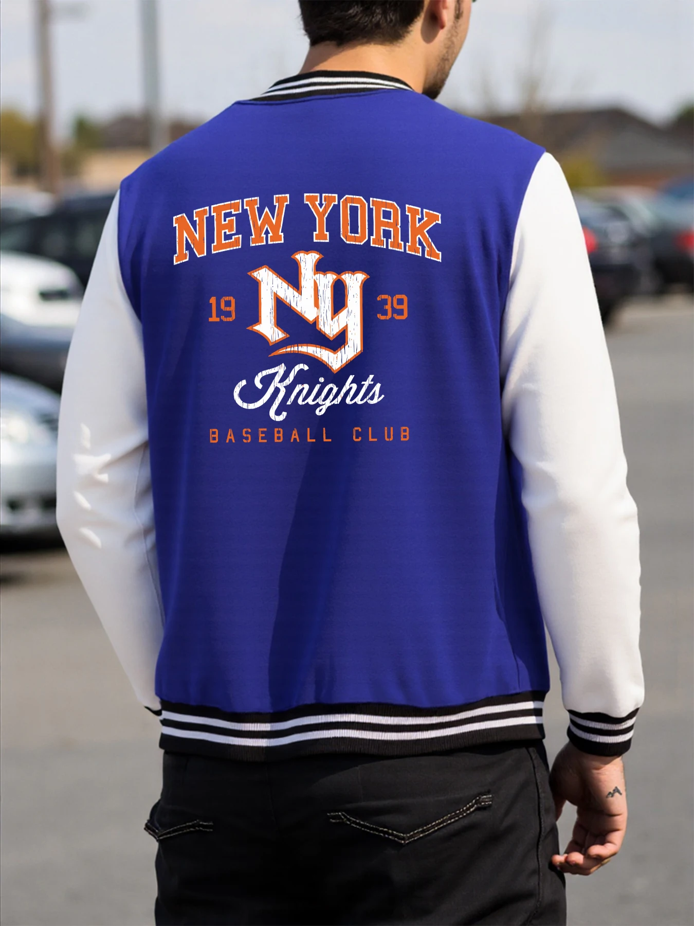 

New York Baseball Club Design Baseball Jersey Men Casual Street Pullover Autumn Fashion Loose Menswear Fleece Pocket Clothes