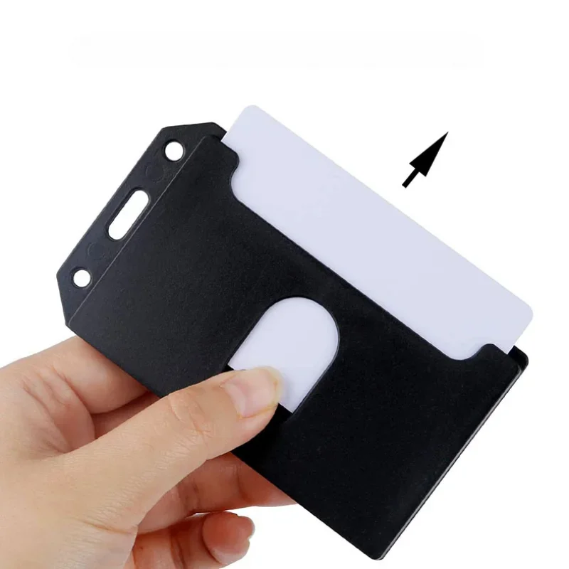 ABS Hard Plastic Frosted ID Tag Double Sided Card Slots for Employee Business Pass Work Card Cover Case Badge Holder Card Sleeve