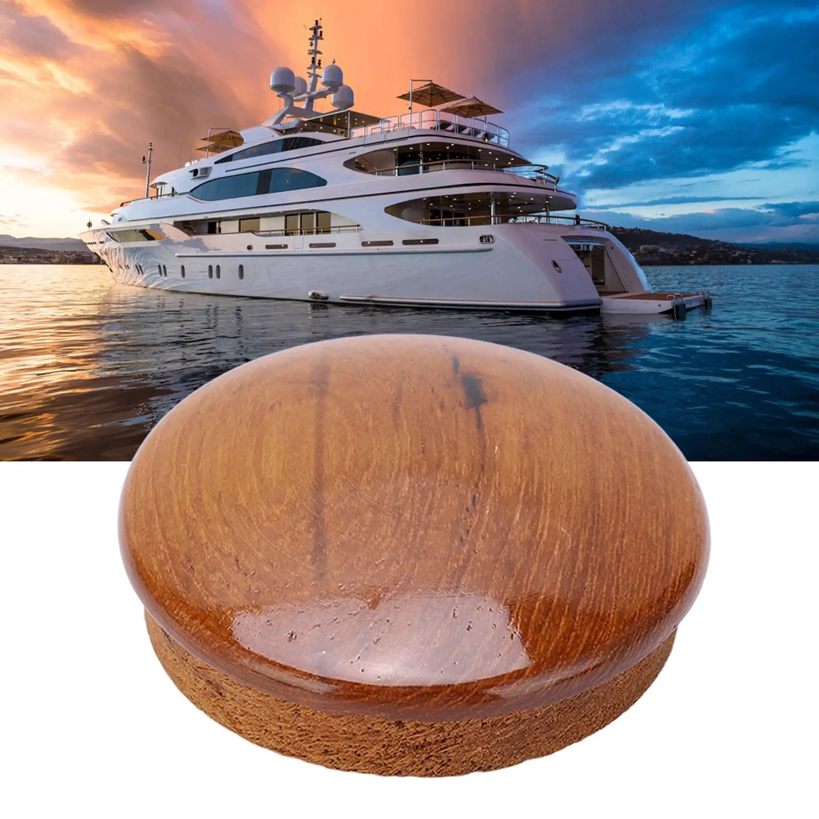 for marine Steering Wheel Center Cap 63.5mm/2.5in Teak Wood Gloss Finish for yachts Boats