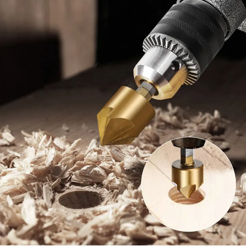 6 قطعة 6/8/9/12/16/19 مللي متر غاطسة مجموعة لقمة مثقاب مقبض سداسية عالية الكربون الصلب 5 الناي الشطب أداة أدوات النجارة