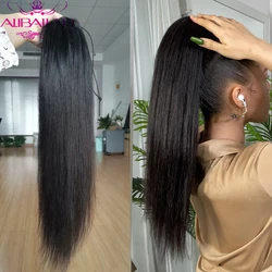 Aliballad Straight Drawstring Ponytail Human Hair Brazilian Pony Tail Remy Hair Clip In Ponytail Extensions For Women 150g