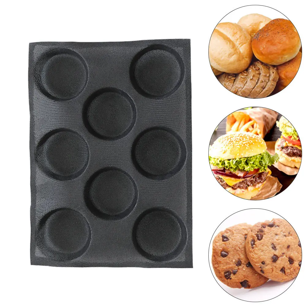 

1 pc Silicone Bread Mold Black Non-Stick Baking Pan For Diy Burger Bun Cake Craft Kitchen Tool Oven Safe