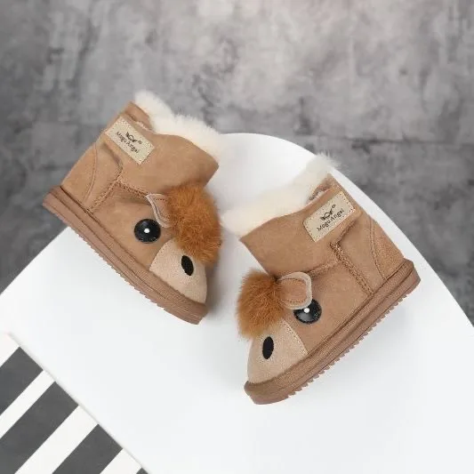 In 2022, China\'s Newest Real Leather Sheepskin And Sure Fur Quality Shoes , 100% Pure Wool Children\'s Snow Boots