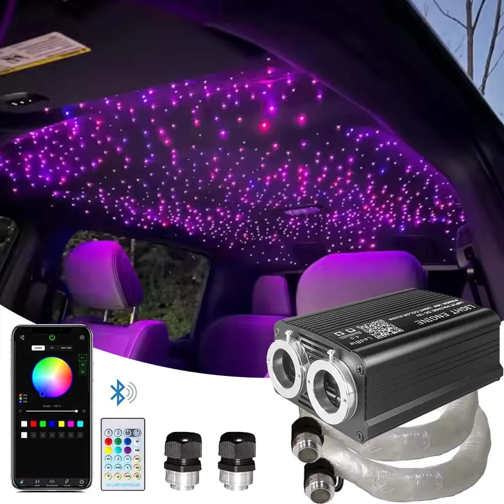 

16W Twinkle Fiber Optic Lights Kit 3m/9.84ft 900pc 12V Headliner Kit 220V Interior Atmosphere Light with Twinkle Wheel For Car
