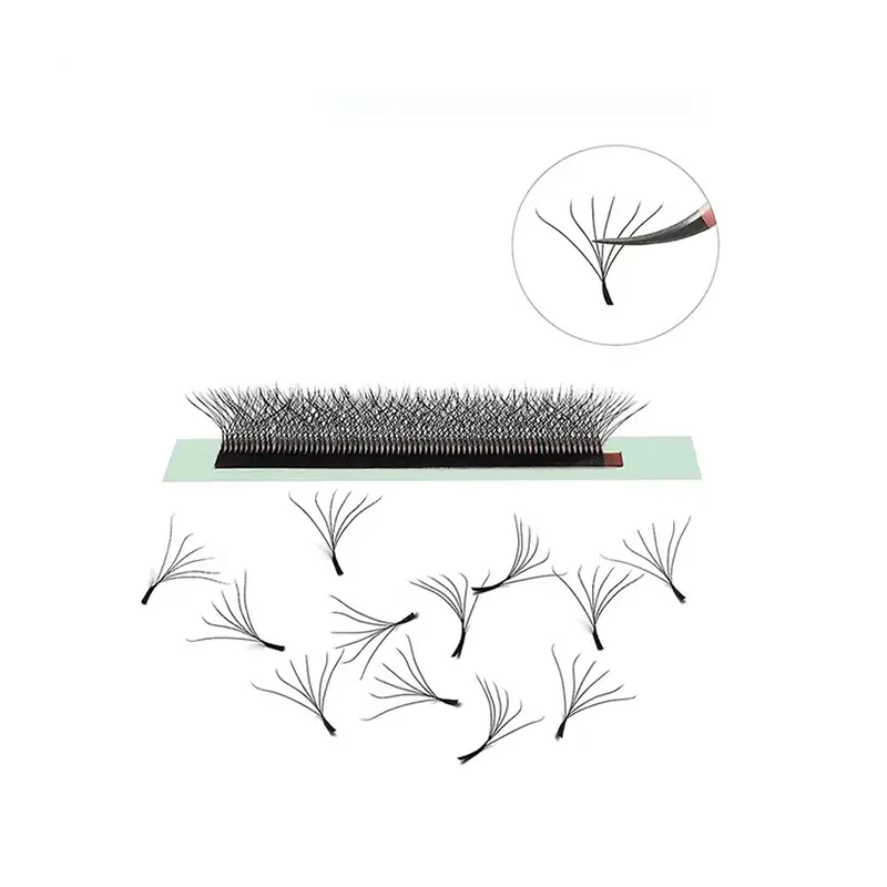 하이 퀄리티 6D W 모양 속눈썹, 두께 0.07mm, 자연스러운 컬 6D W 속눈썹, 프리메이드 볼륨 인조 속눈썹 익스텐션