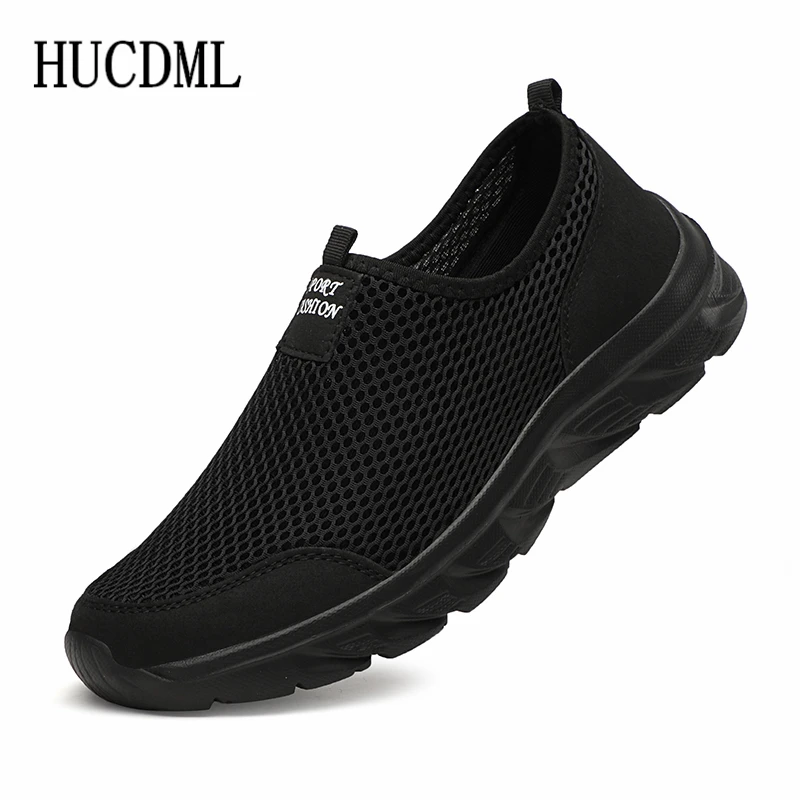 Mesh Shoes for Men Breathable Summer Lightweight Hiking Comfortable Casual Shoes Black Slip-On Driving Male Loafers