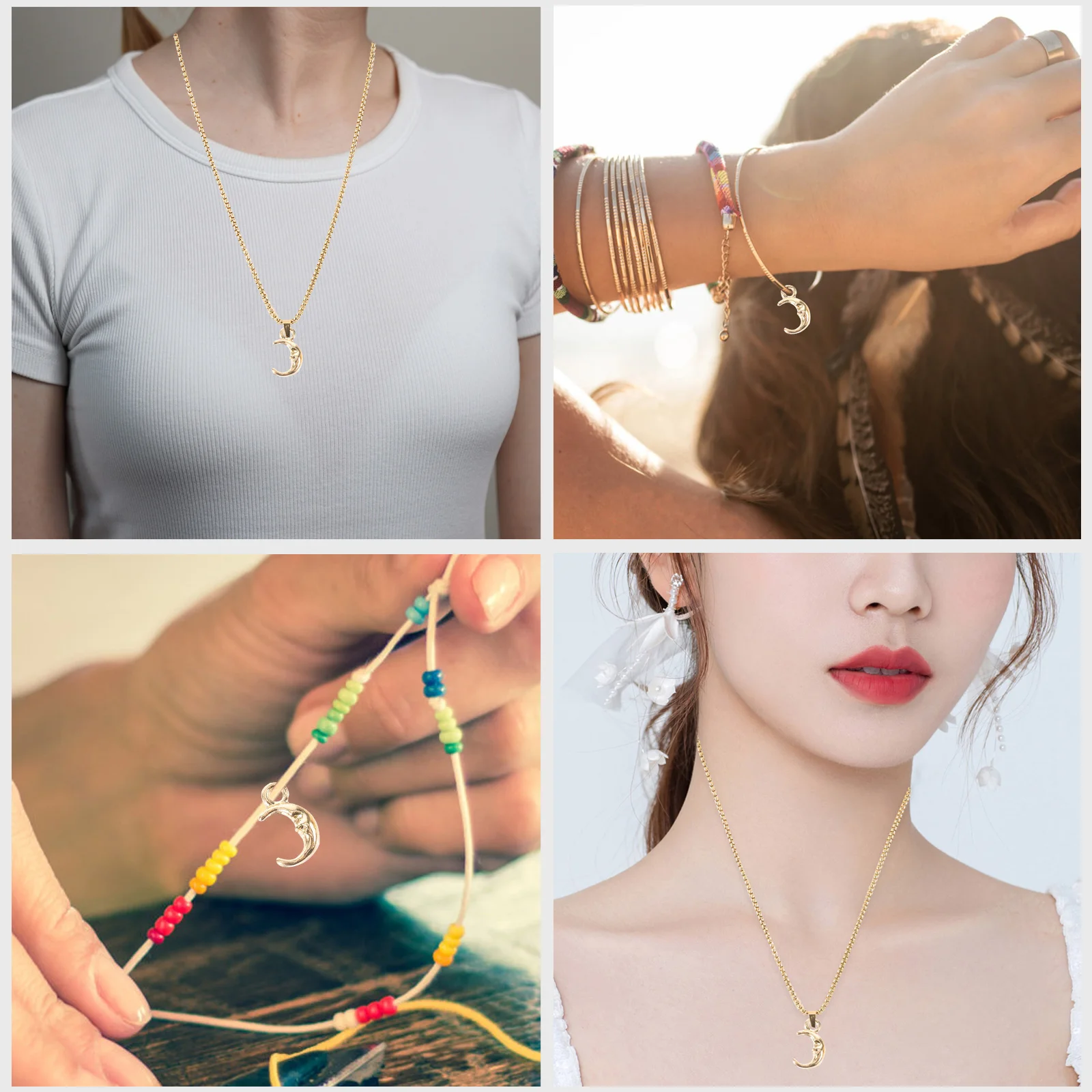 

20 Pcs Moon Star Pendant Aesthetic Charms for Jewelry Making Necklace Earrings Cute Bracelet Metal
