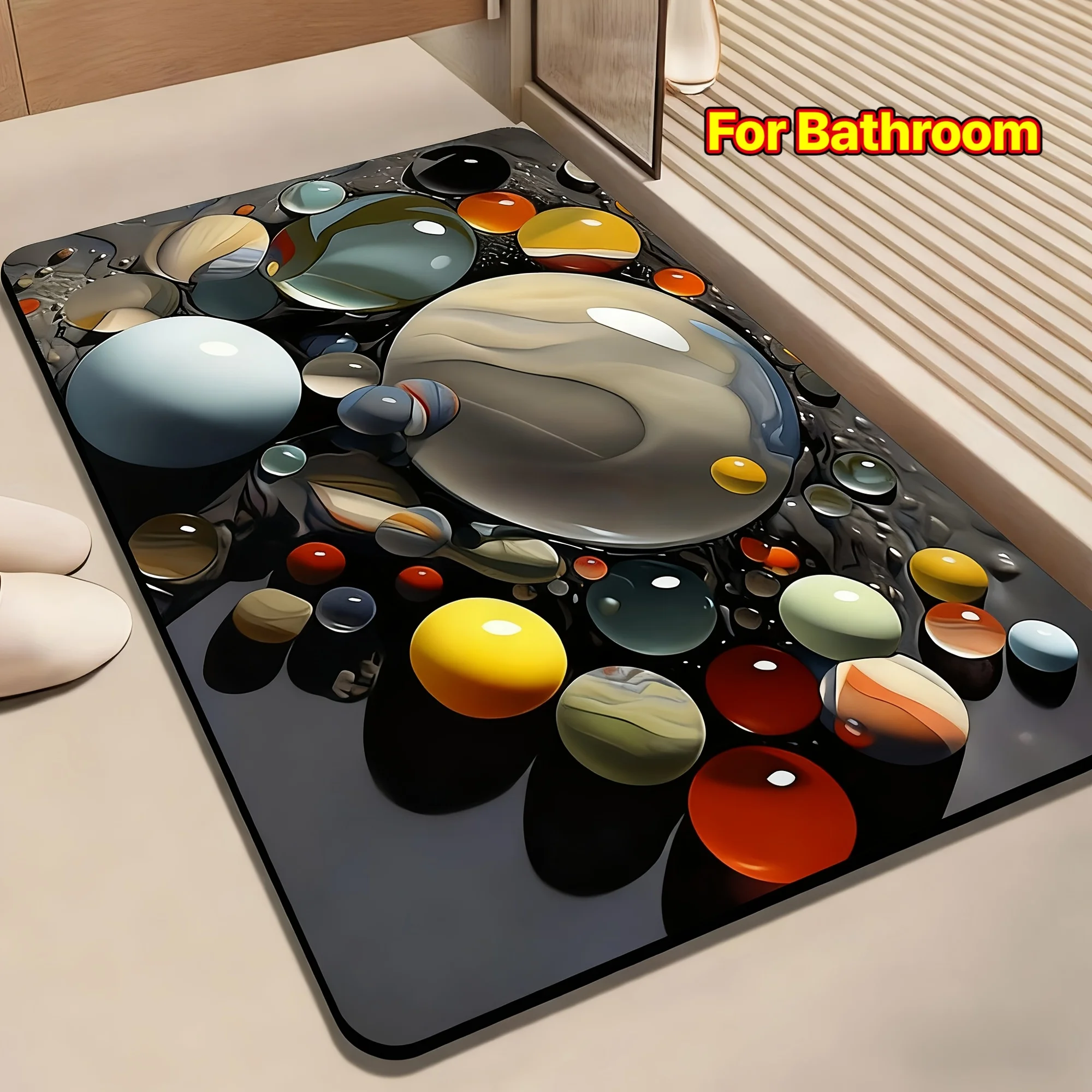 VIKAMA Anti-Slip Quick Dry Bathroom Mat 3D Water Drop Visual Pattern For Indoor Shower Entrance Home Decor Welcome Front Door