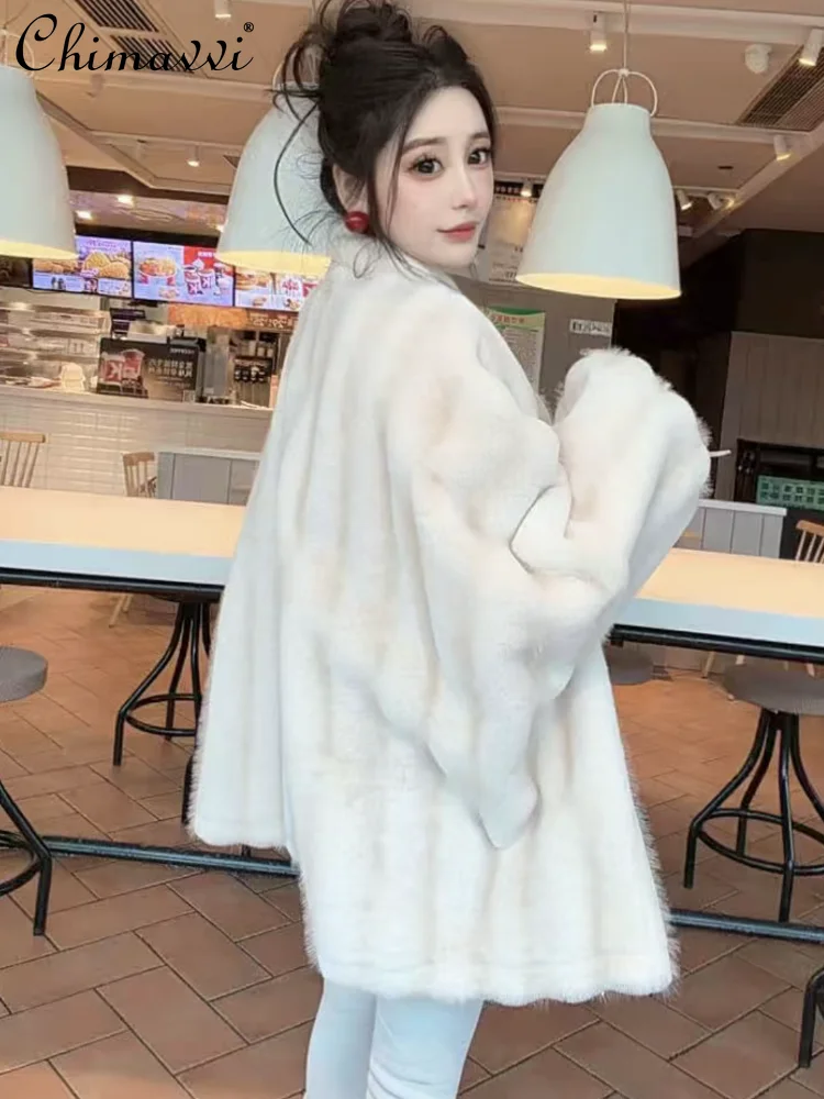 Manteau de fourrure écologique pour femme, mi-long, ample, fausse fourrure de vison, légère, de luxe, élégante et chaude, nouvelle mode hiver 2025