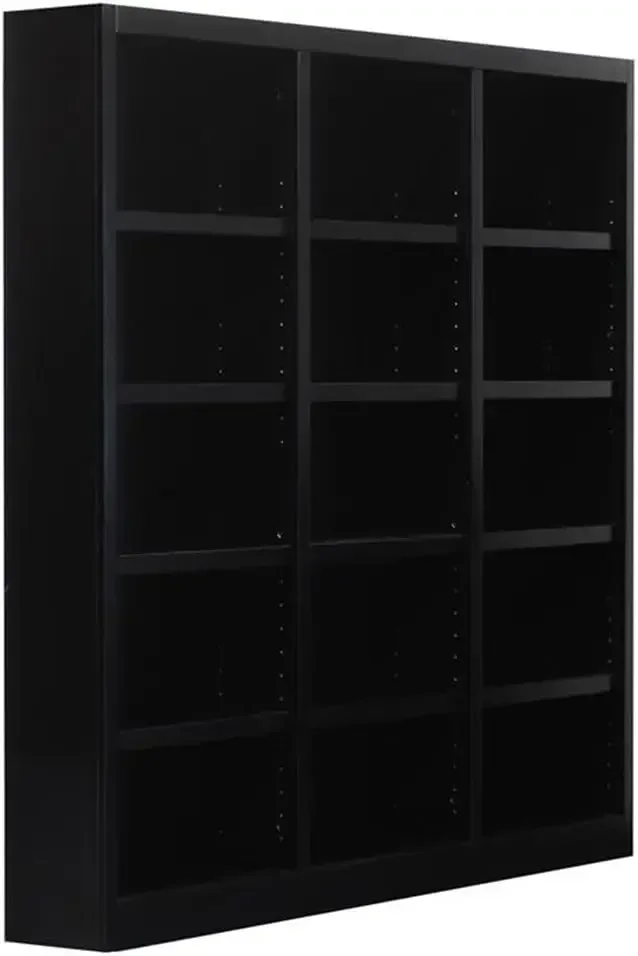 

72" Traditional Triple Wide Wood Bookcase with 12 Adjustable Shelves and 3 Fixed Shelves, Ready for Assembly, for Home/Office