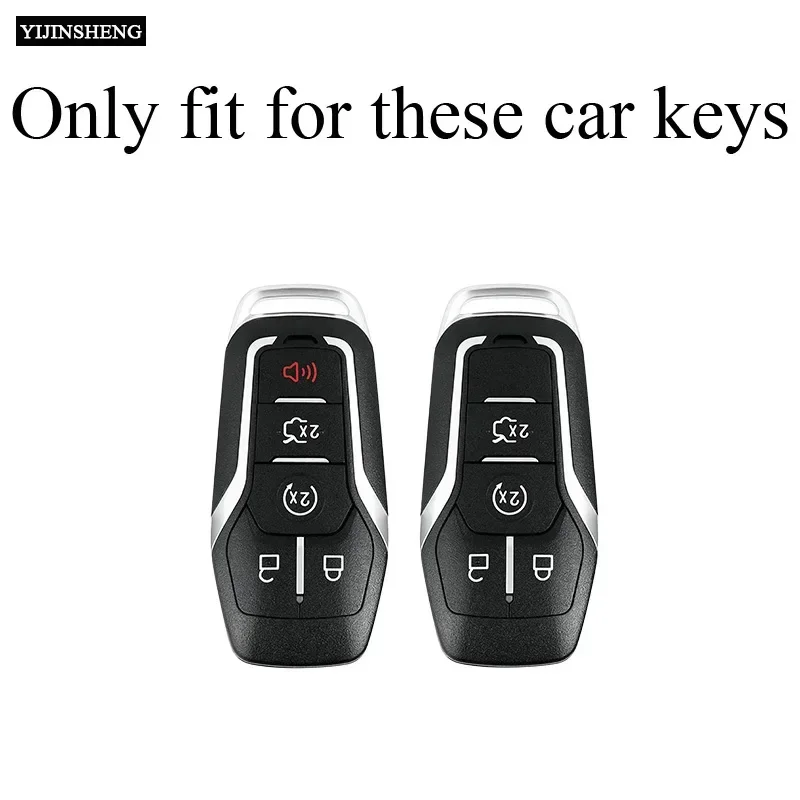 Zinc Alloy + Leather Car Key Case For Ford Mustang Fusion Explorer Edge F-150 Mondeo 2015 2016 2017 2018 For Lincoln MKZ MKC MKX