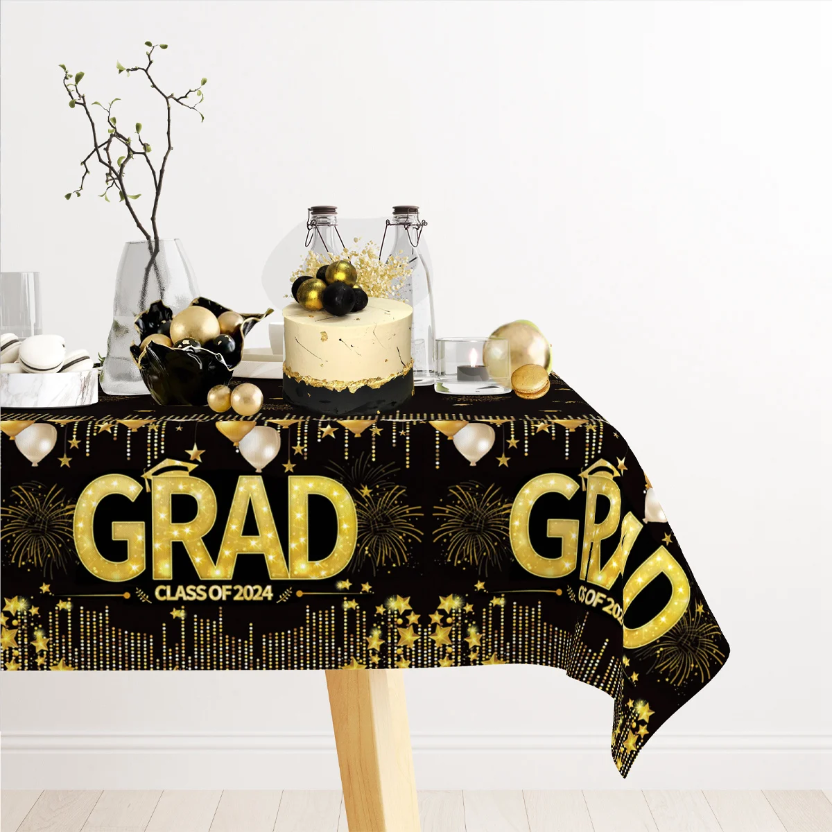 Graduation Party Decorations Congrats Grad Tablecloths Class of 2024 Themed Plastic Tablecovers for Graduation Party Supplies