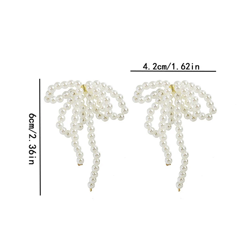 New Light Luxury Bowknot Pearl Earrings Long Tassel Bow Drop Dangle Earrings For Women Fashion Elegant Wedding Jewelry Gifts