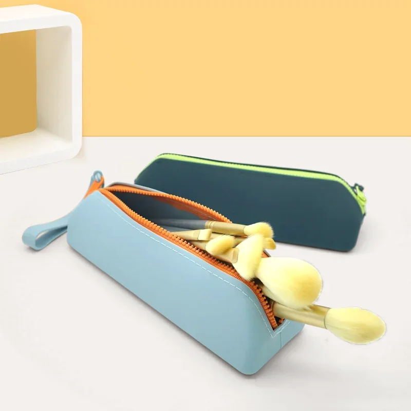 2026 New Silicone Waterproof Pencil Large Capacity Makeup for Women Small Triangle Pencil Case Pouch Multifunctional Storage Bag
