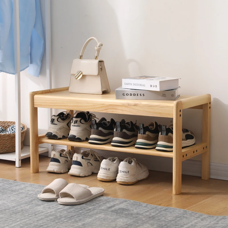 Entering the house, solid wood changing stool, home doorway shoe rack, entering the door can be seated entrance, storage