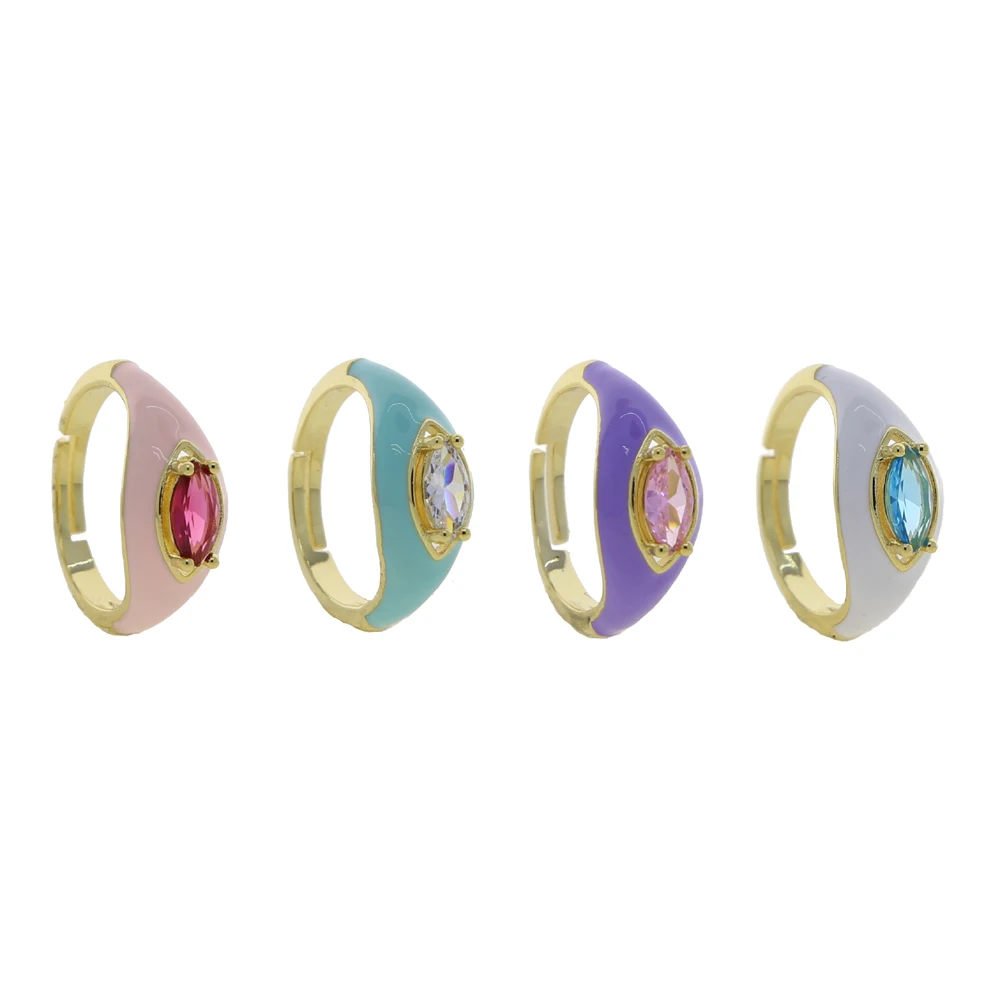 New 4 color Enamel Marquise CZ Rings Adjustable Pave 5A Cubic Zirconia Gold Plated Color for Women Fashion Jewelry Anillos Mujer