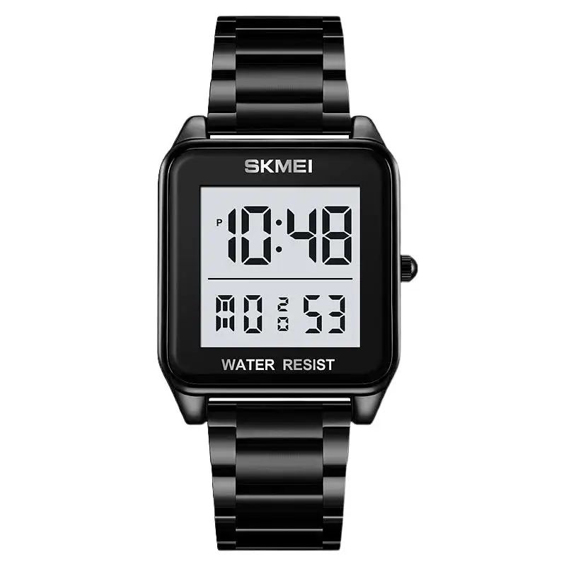 SkmeiМужские часы из нержавеющей стали, деловые электронные часы, многофункциональные часы с часовым кольцом, электронные часы