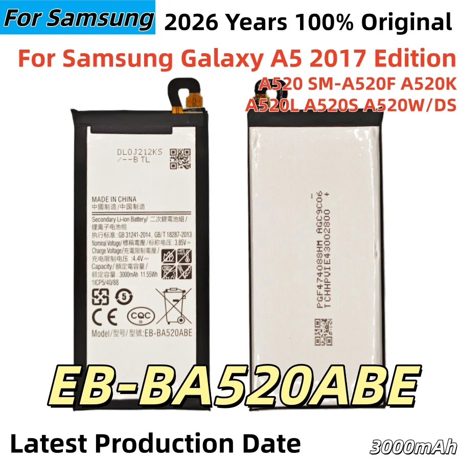 100% Original High Quality EB-BA520ABE 3000mAh For Samsung Galaxy Edition A5 2017 A520F SM-A520F Phone Replacement Batteries