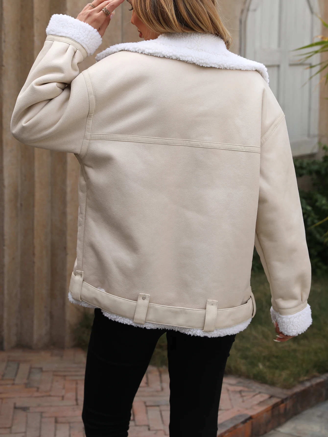 Winter dames faux scheren bontjas warme dikke bont gevoerde kunstleren jas