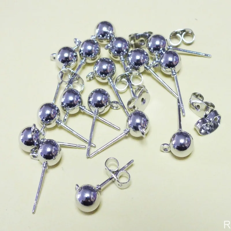 500pcs/lot Nickel Color, 4MM Ball Ear Stud, Earrings Findings