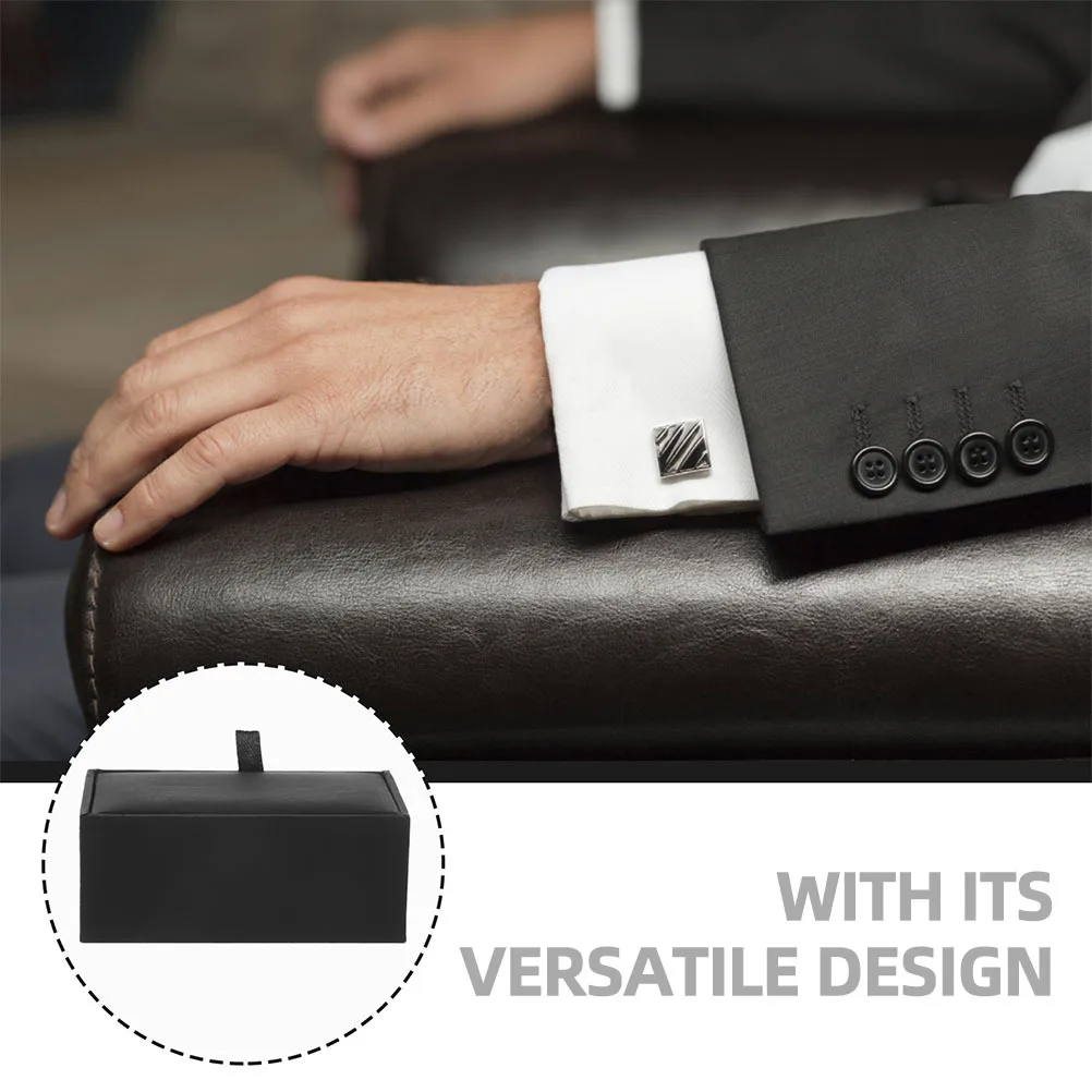 

2Pcs Black Sleeve Button Storage Box PU Small Cufflinks Organizer Jewelry Gift Box Empty Storage Boxes