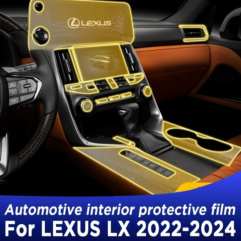 

For LEXUS LX 2022-2024 Center Console Gear Panel Screen TPU Car Interior Protective Film Anti-Scratch Repair Sticker