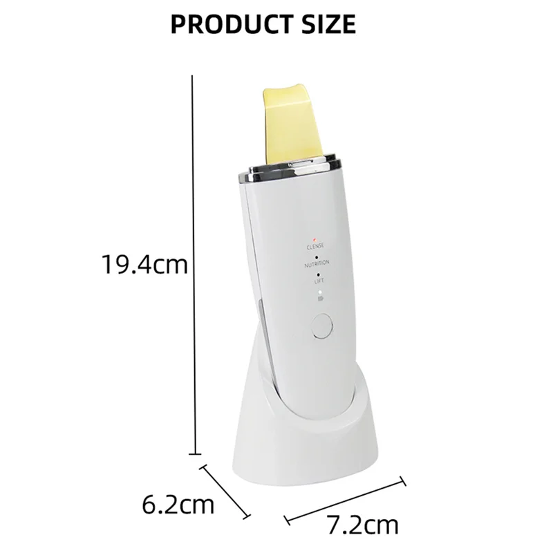 24K Golden Ultrasonic Facial Skin Scrubber With Water Tank Professional Ion Deep Peeling Shovel Exfoliating Facial Cleaner