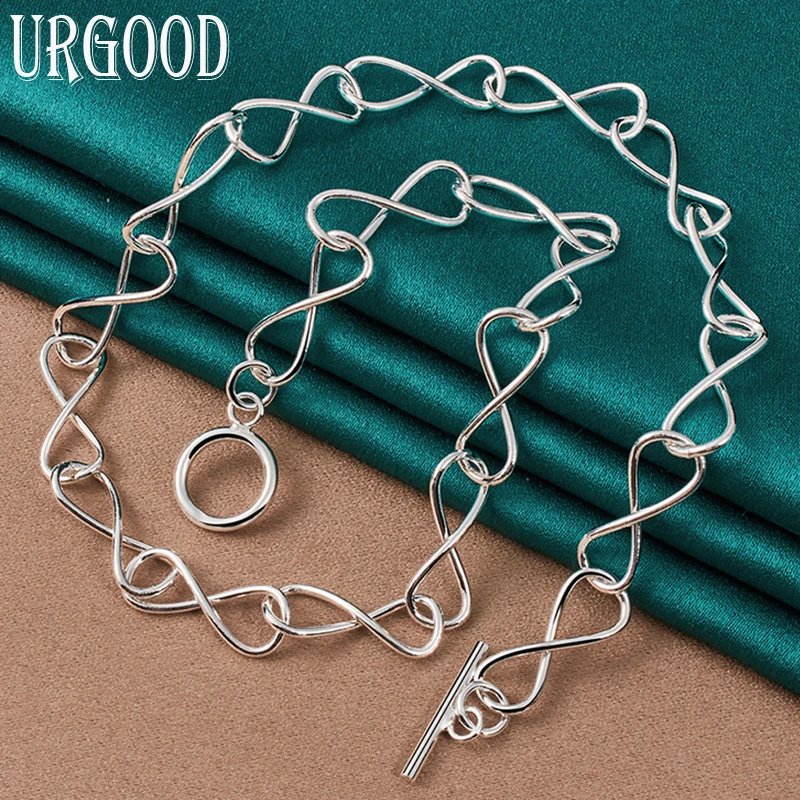 925 Sterling Silver Wave Chain OT Buckle Necklace 20 Inch For Women Party Engagement Wedding Fashion Jewelry