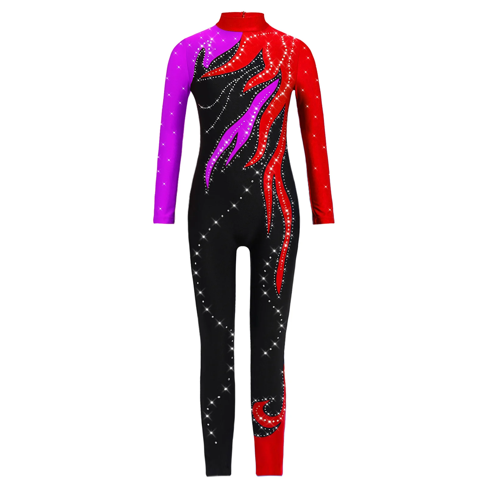 

Купальник для акробатики и гимнастики для девочек, блестящие стразы с длинными рукавами, комбинезоны для всего тела для балета, танцев, фигурного катания, выступлений