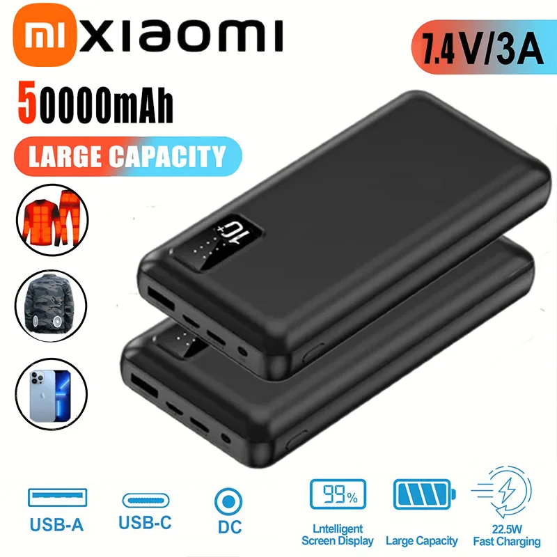 

50000mAh 7.4V/3A Power Bank Portable USB Charger Fast Charging External Battery For Heating / Vest AirConditioning Xiaomi Iphone