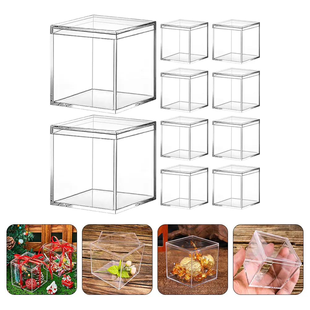 10pcs Display Box Candy Box Candy Case Chocolate Storage Case Acrylic Box with Lid