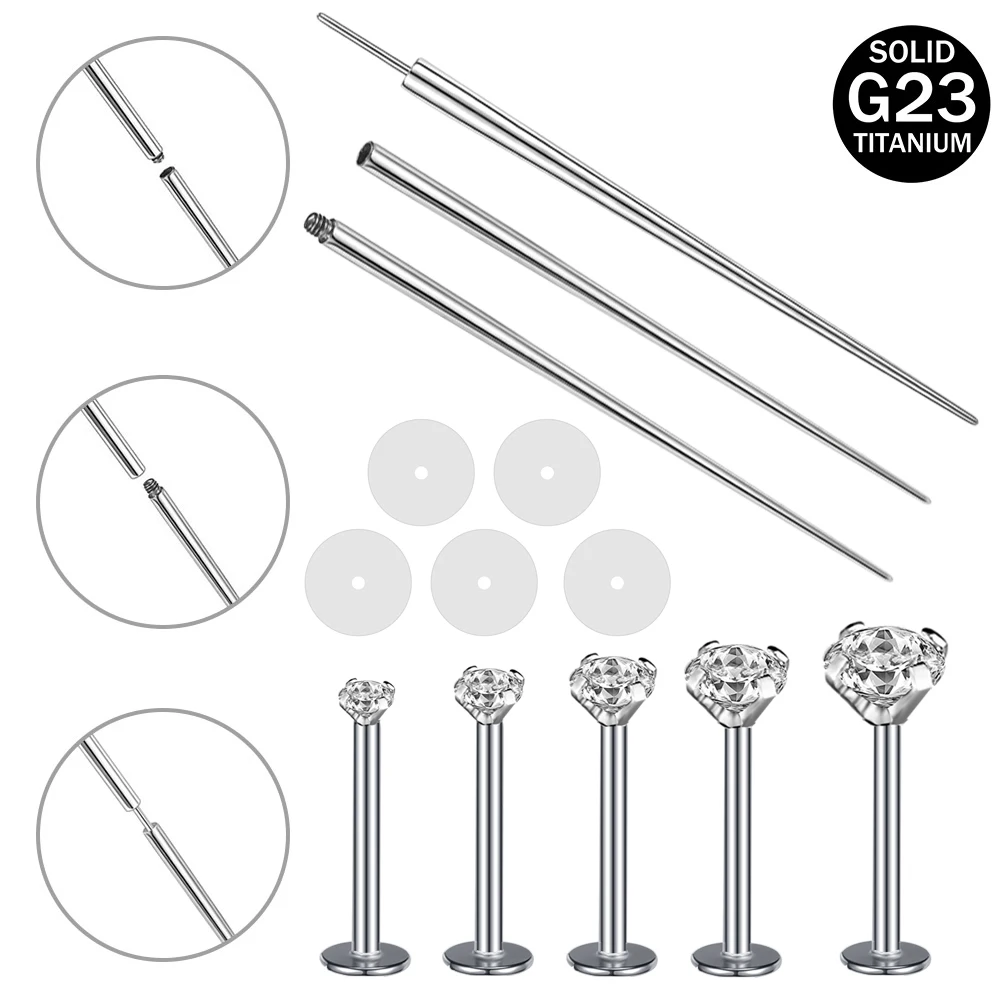 AOEDEJ 14/16/18G G23 Titanium Piercing Pin Taper Body Piercings Taper for Threadless,External Thread Jewelry Lip Helix Earring