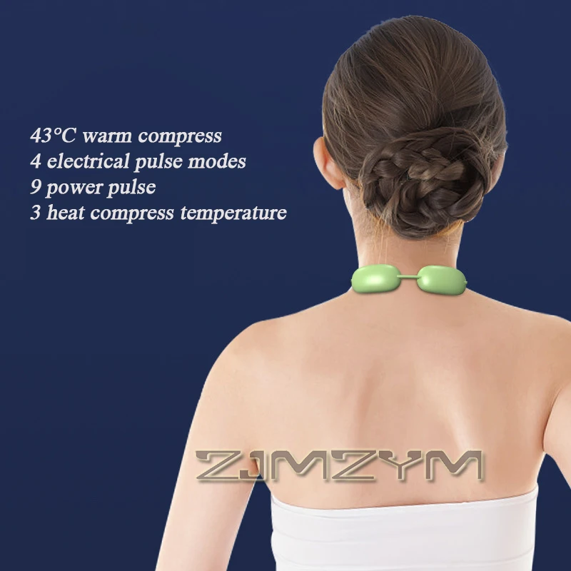 Mini masajeador Cervical inteligente ABS recargable EMS, instrumento de masaje de doble pulso con cuatro modos de masaje para alivio del dolor