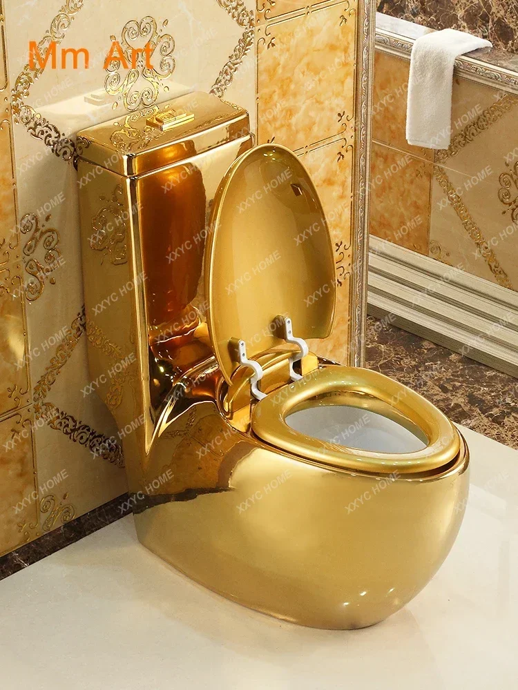 European Style Artistic Golden One Piece Closestool Gravity Fluishing Washdown Toilet WC