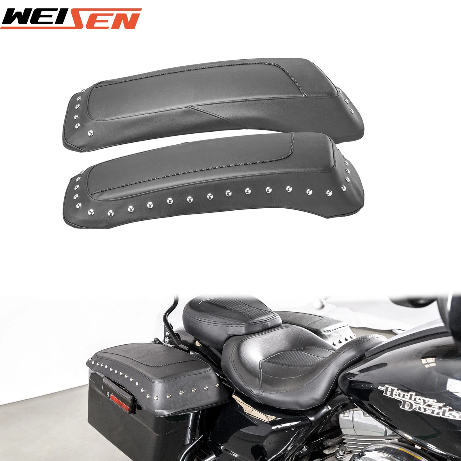 

Motorcycle Seats Saddlebag Lid Covers PU for 1993-2013 Harley Touring Electra Road King Street Glide Road Glide FLHT FLHX