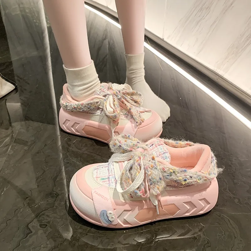 5cm kawaii Sommer lässig atmungsaktiv Sneaker für Frühlings frauen erhöht dicke Sohle Skateboard Schuhe Modetrend Brot Schuhe