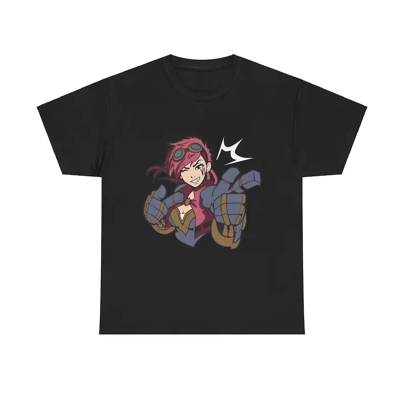 Jinx Arcane T-Shirt Japanese Anime Cartoon Vi Black T-Shirt 044