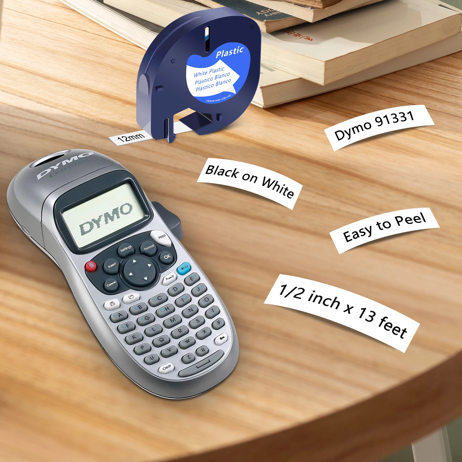شريط NineLeaf 12 مم متوافق مع ملصق الشريط البلاستيكي DYMO LetraTag 91330 91331 لآلة وضع العلامات LetraTag LT-100T LT-100H